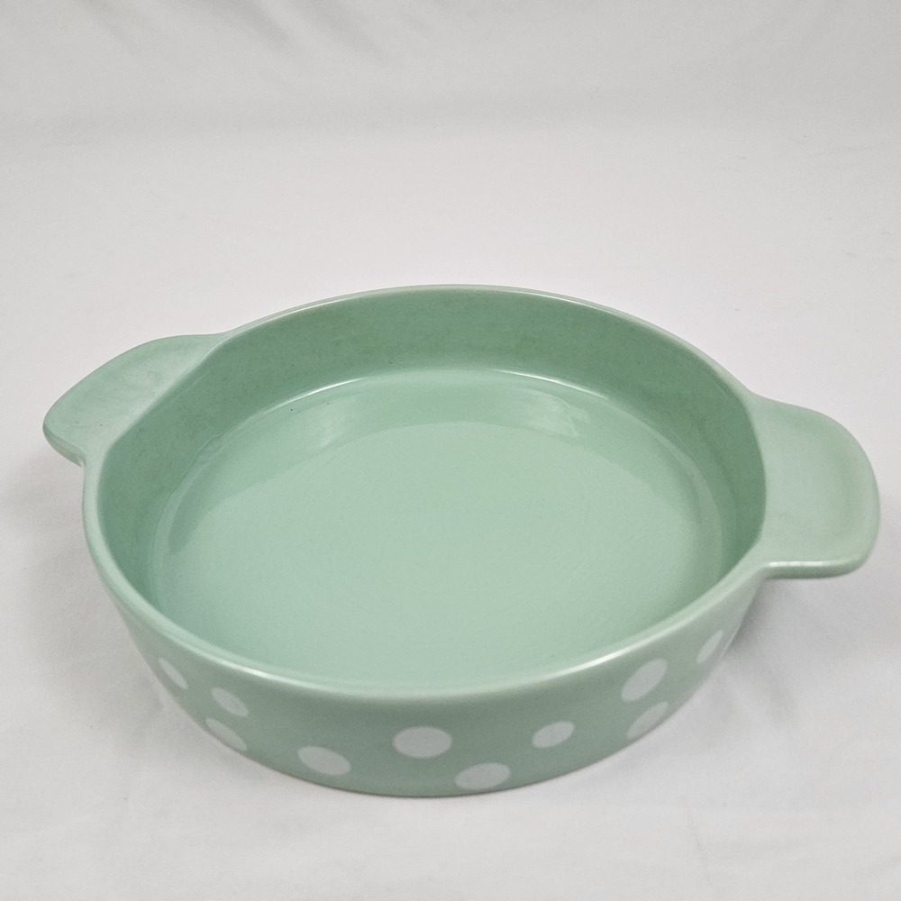 Jadeite Stoneware Casserole Dish Round Polka Dot 9.5" Signature Housewares